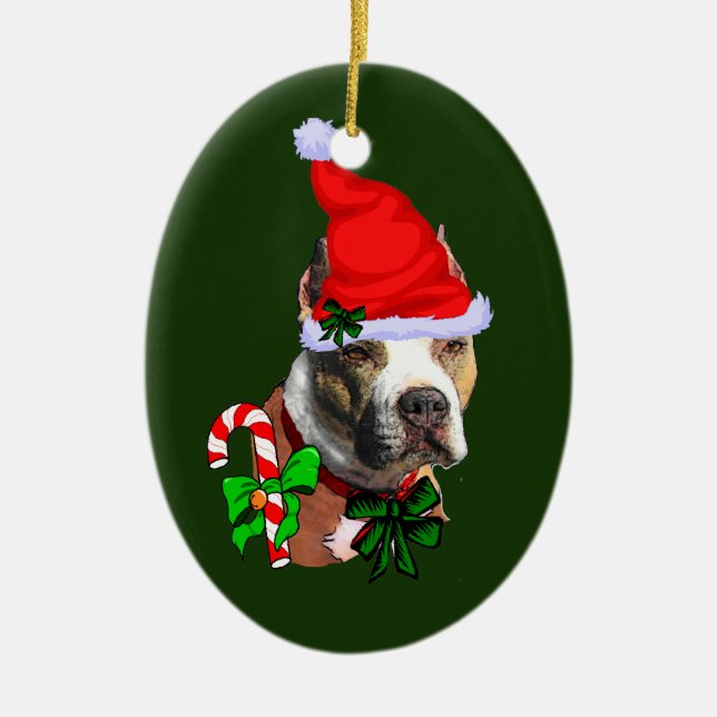 American Pit Bull Terrier Christmas Ceramic Tree Decoration (Front)