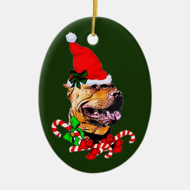 American Pit Bull Terrier Christmas Ceramic Tree Decoration (Front)