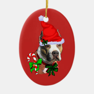 American Pit Bull Terrier Christmas Ceramic Tree Decoration