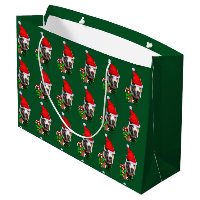 American Pit Bull Terrier Christmas Large Gift Bag (Back Angled)