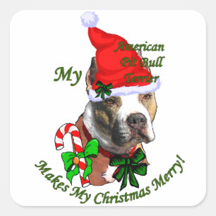American Pit Bull Terrier Christmas Square Sticker