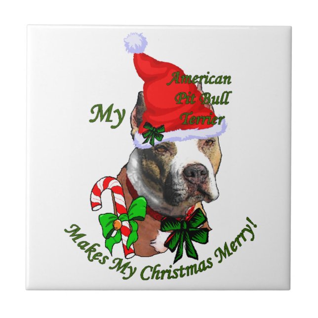 American Pit Bull Terrier Christmas Tile (Front)