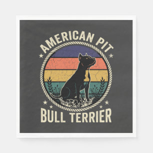 American Pit Bull Terrier Dog Vintage Sunset Rope Napkin