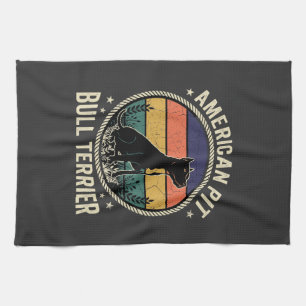 American Pit Bull Terrier Dog Vintage Sunset Rope Tea Towel