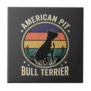 American Pit Bull Terrier Dog Vintage Sunset Rope Tile