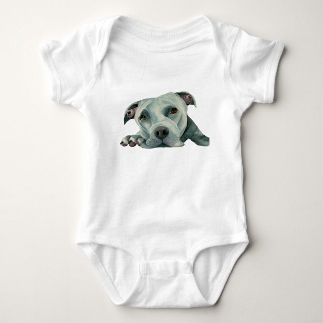American Pit Bull Terrier Dog Watercolor Painting Baby Bodysuit (Front)