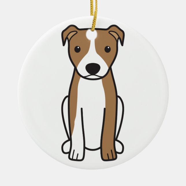 American Pit Bull Terrier (Natural Ears) Ceramic Tree Decoration (Front)