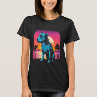 American Pit Bull Terrier Retro 80s Style Sunset