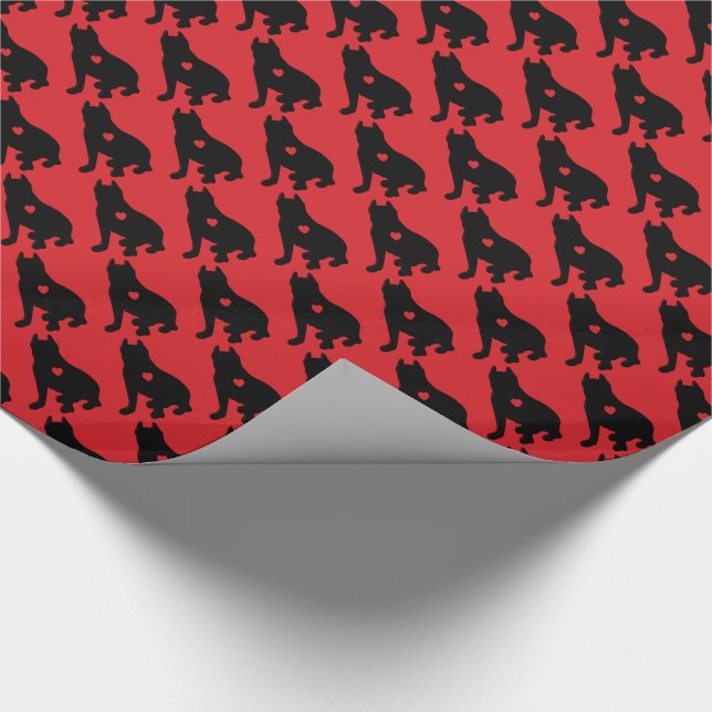 American Pit Bull Terrier Silhouette Wrapping Paper (Corner)