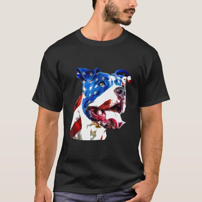 American Pit Bull Terrier Usa Flag Patriotic Dog G T-Shirt (Front)