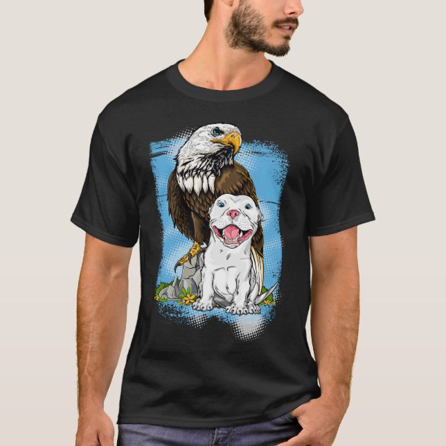 American Pit Bulls &amp Bald Eagle T-Shirt (Front)