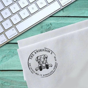 American Pitbull Custom Family Return Address  Rubber Stamp