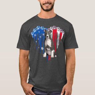 American Pitbull Dog Heart 4th Of July USA Flag Pa T-Shirt