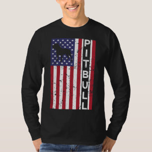 American Pitbull Dog Us Flag Mens T-Shirt