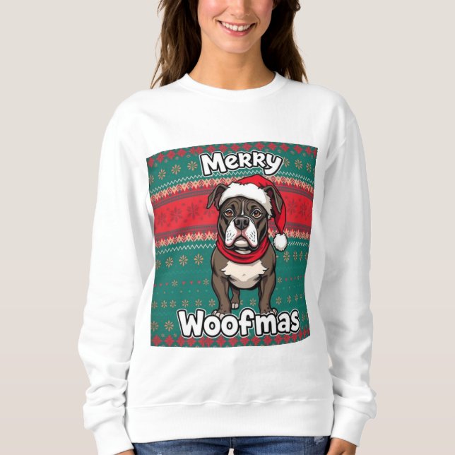 American Pitbull Merry Woofmas Sweatshirt (Front)