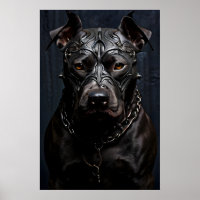 American Pitbull Terrier Black Metal Art