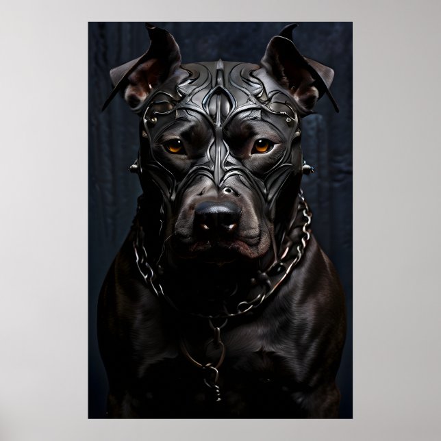 American Pitbull Terrier Black Metal Art Poster (Front)