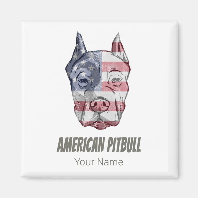 American Pitbull Terrier Bully Dog Vintage Flag Magnet (Front)
