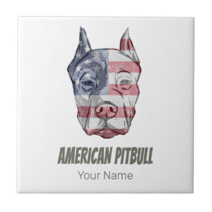 American Pitbull Terrier Bully Dog Vintage Flag Tile