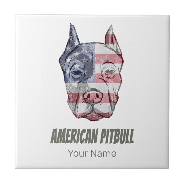 American Pitbull Terrier Bully Dog Vintage Flag Tile (Front)