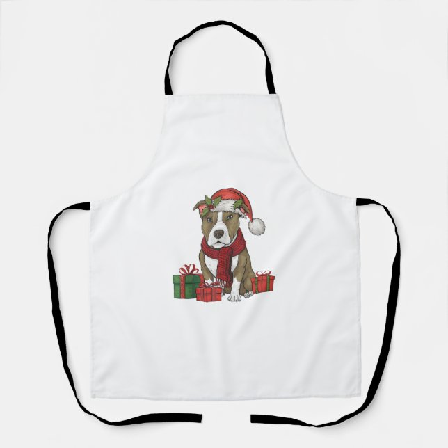 American Pitbull Terrier Dog Christmas Parties San Apron (Front)