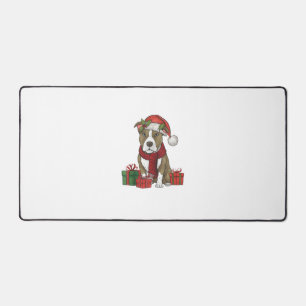 American Pitbull Terrier Dog Christmas Parties San Desk Mat
