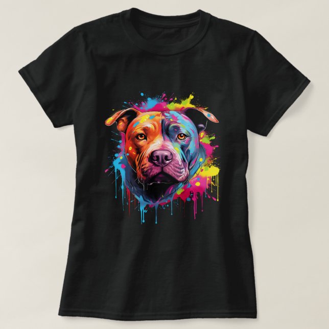American Pitbull Terrier Splash Art Pitbull Dogs 1 T-Shirt (Design Front)