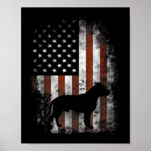 American Pitbull Terrier T-Shirt American Flag Pat Poster
