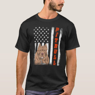 American Pitbull Terrier Usa Flag Dog T-Shirt