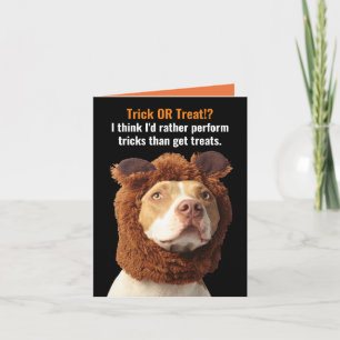 American Pitbull Trick or Treat Halloween Humour Card