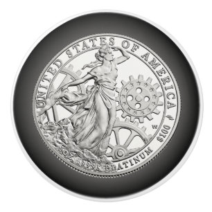 American Platinum Liberty Coin ~ Reverse 2013 ~ Ceramic Knob