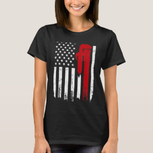 American Plumber Flag Patriotic Plumbing Pipefitte T-Shirt
