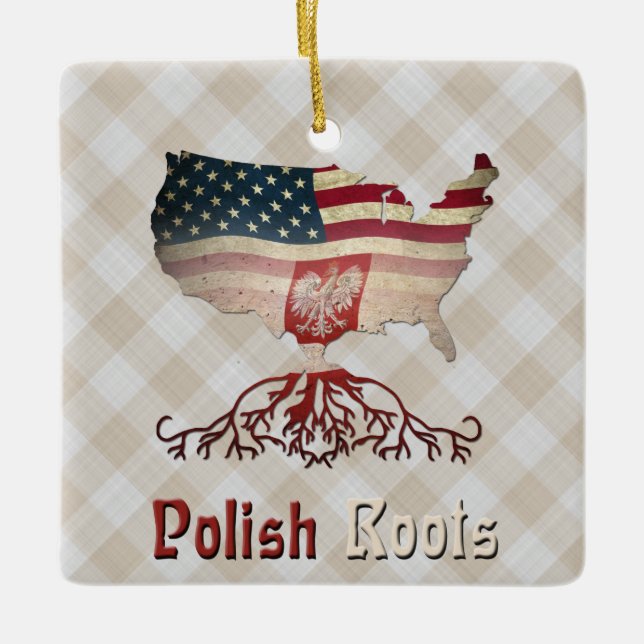 American Polish Roots   Ceramic Ornament (Front)