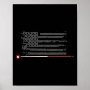 American Pool Player Us Flag Billiards Cue Stick G Poster