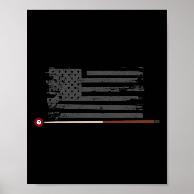 American Pool Player Us Flag Billiards Cue Stick G Poster (Front)