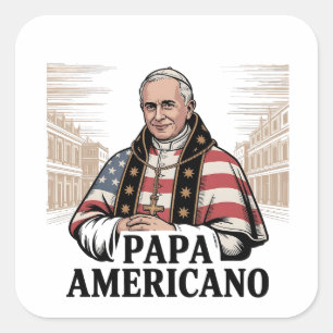 American Pope Leo Catholic Church Christian Faith Square Sticker