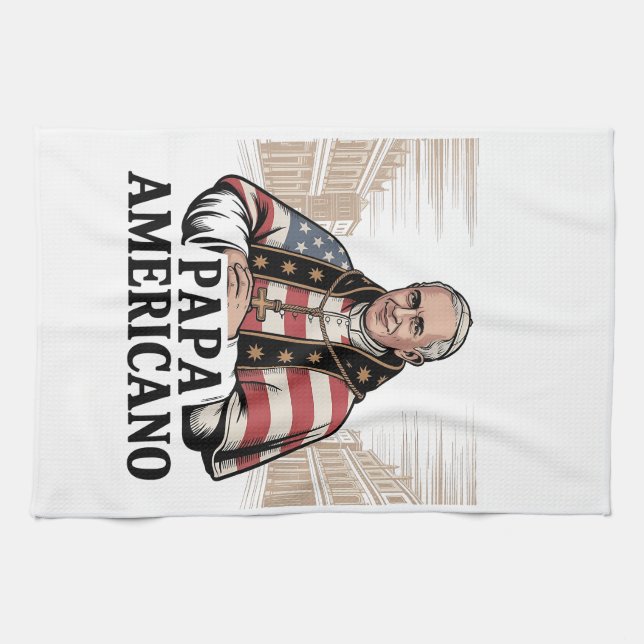 American Pope Leo Catholic Church Christian Faith  Tea Towel (Horizontal)