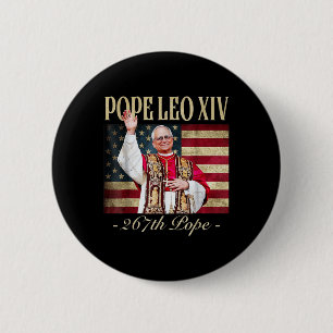 American Pope Leo Xiv 267th U.s. Flag Catholic Ret 6 Cm Round Badge