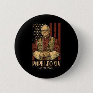 American Pope Leo Xiv 267th U.s. Flag Catholic Vin 6 Cm Round Badge