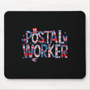 American Postal Worker Usa Flag Mailman Mail 4th O Mouse Pad