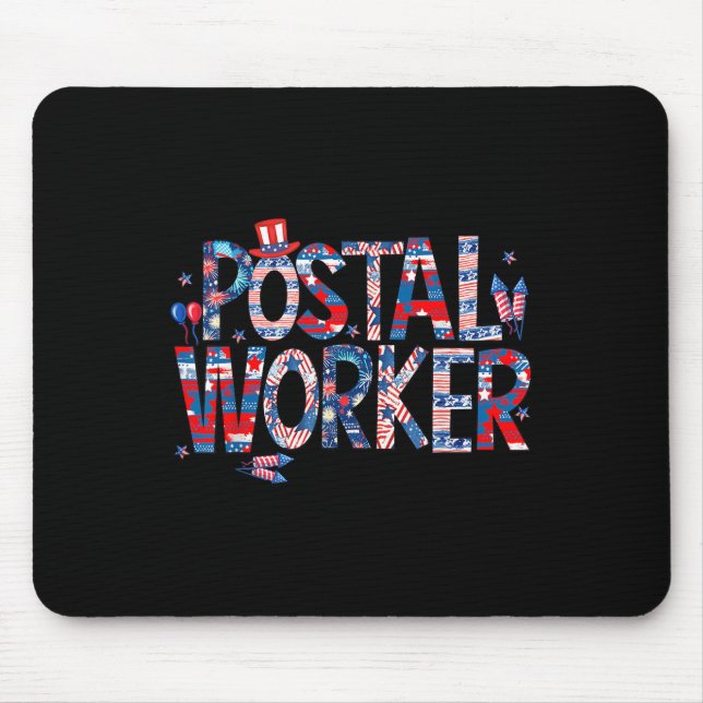 American Postal Worker Usa Flag Mailman Mail 4th O Mouse Pad (Front)