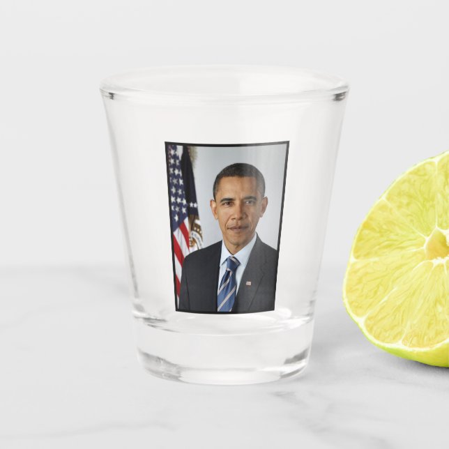 American President Barack Obama at White House  Shot Glass (Front)