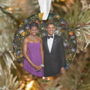 American President Barack Obama on Christmas Card Ornament