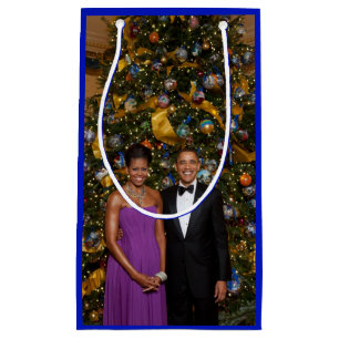 American President Barack Obama on Christmas Card Small Gift Bag