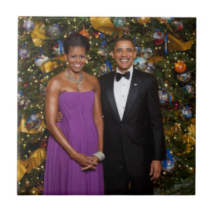 American President Barack Obama on Christmas Card Tile