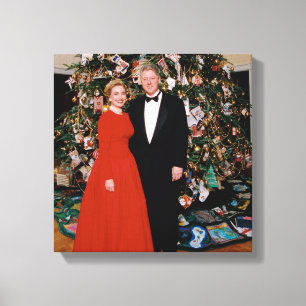 American President Bill Clinton Christmas Card  Canvas Print