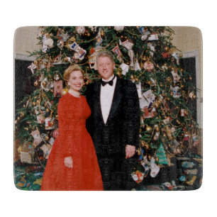 American President Bill Clinton Christmas Card Cutting Board