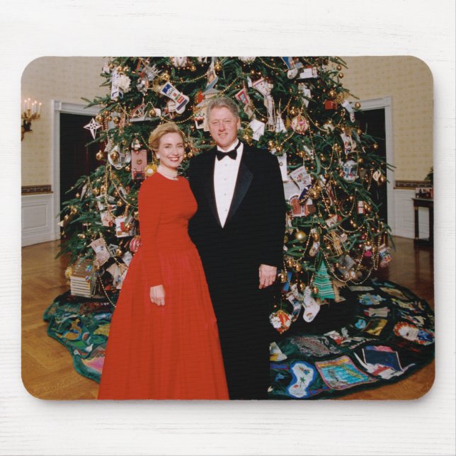 American President Bill Clinton Christmas Card  Mouse Pad (Front)