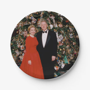 American President Bill Clinton Christmas Card Paper Plate