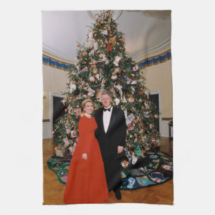 American President Bill Clinton Christmas Card  Tea Towel